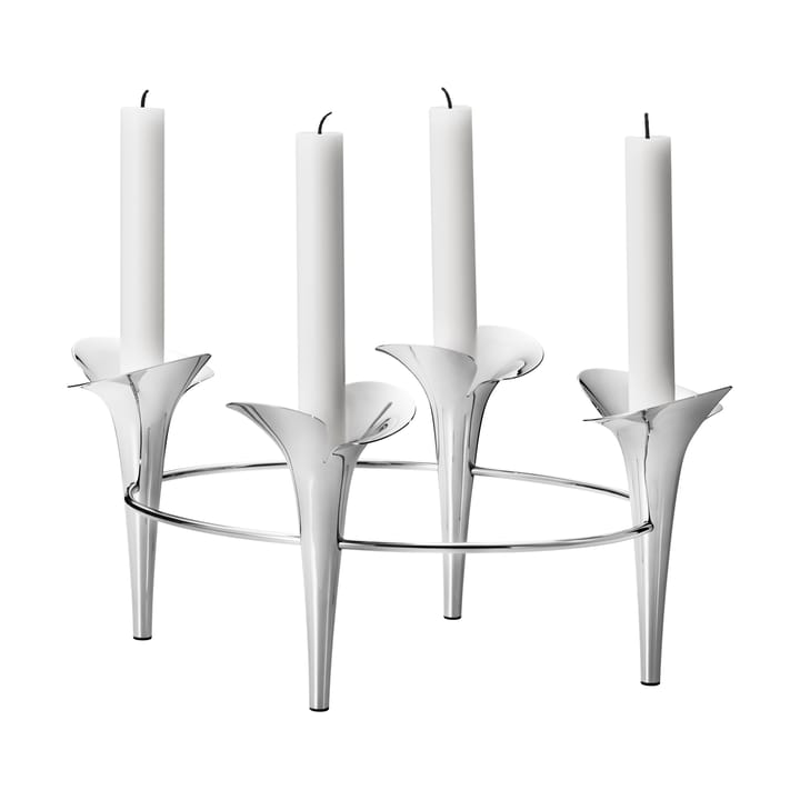 Bloom candle stick Ø28 cm - Stainless steel - Georg Jensen