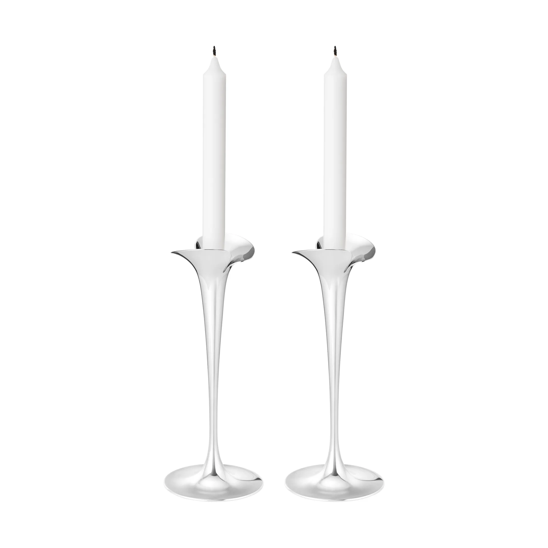 Bloom candlesticks for taper candles, Stainless steel, large, 2-pack Georg Jensen