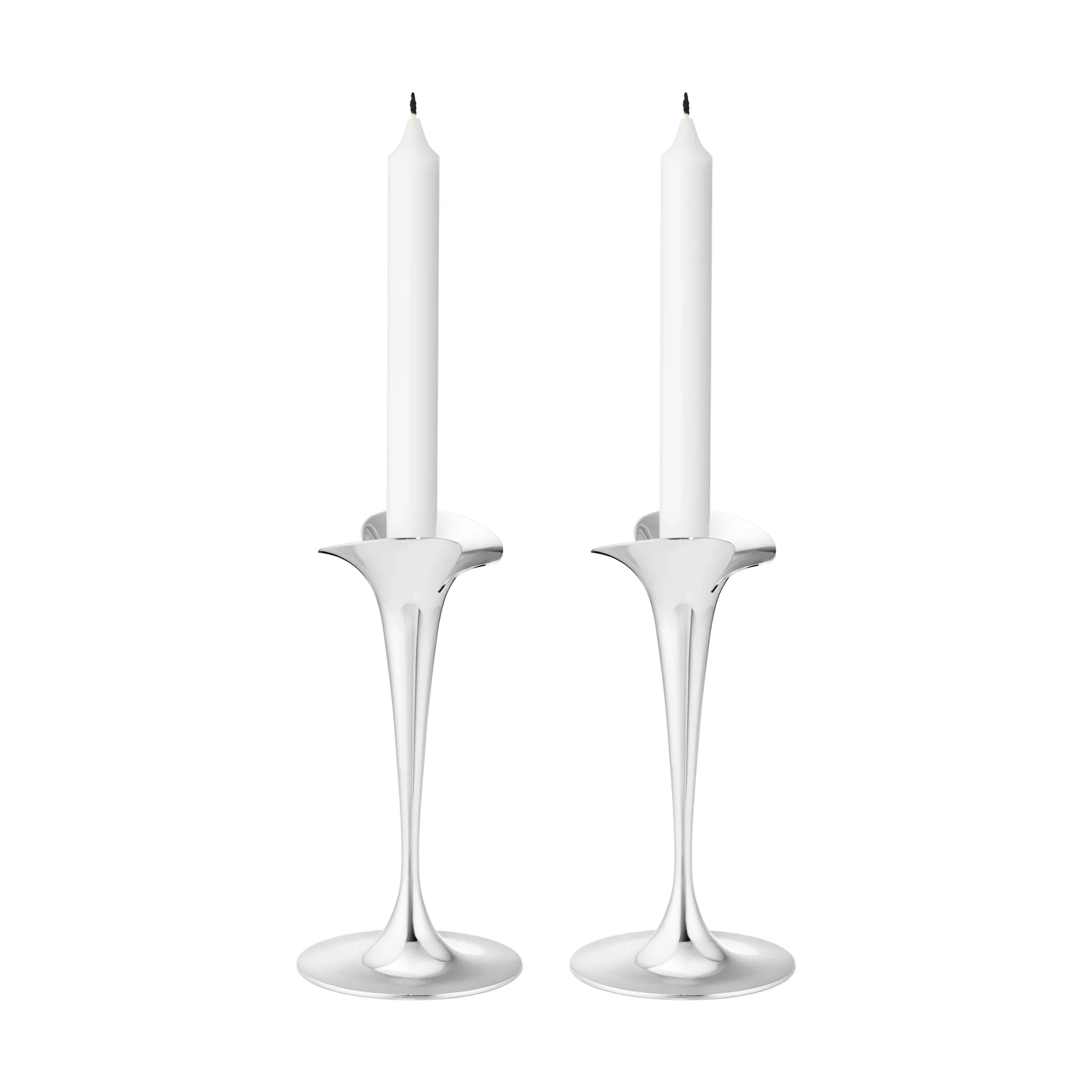 Bloom candlesticks for taper candles, Stainless steel, small, 2-pack Georg Jensen