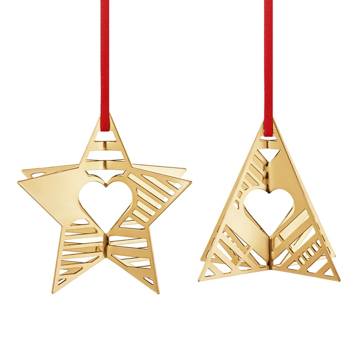Christmas decoration star and Fir-tree - gold-plated - Georg Jensen
