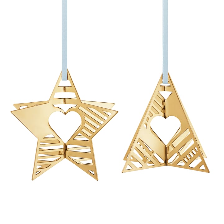 Christmas decoration star and Fir-tree - gold-plated - Georg Jensen