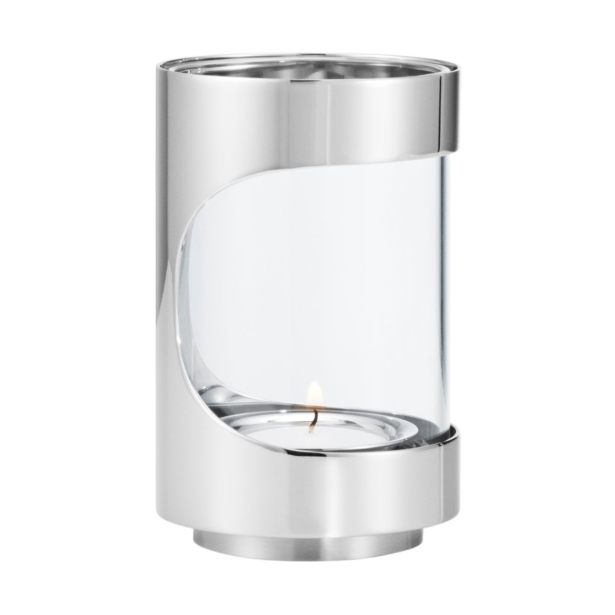 Georg Jensen Chrome contours hurricane lantern 12 cm Stainless steel