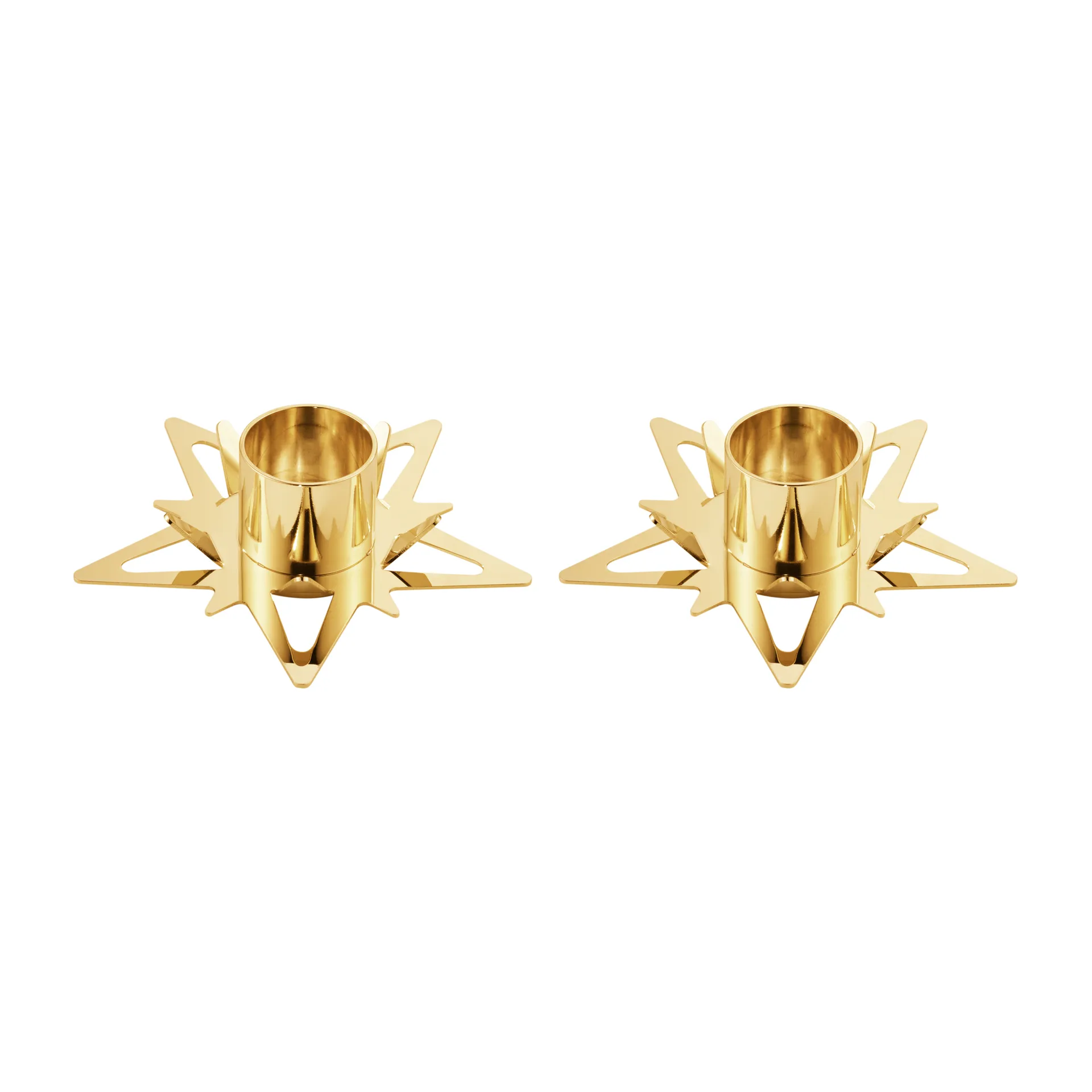 Classic christmas star candle sticks Ø9 cm 2-pack, Gold Georg Jensen