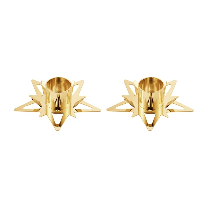Classic christmas star candle sticks Ø9 cm 2-pack, Gold Georg Jensen