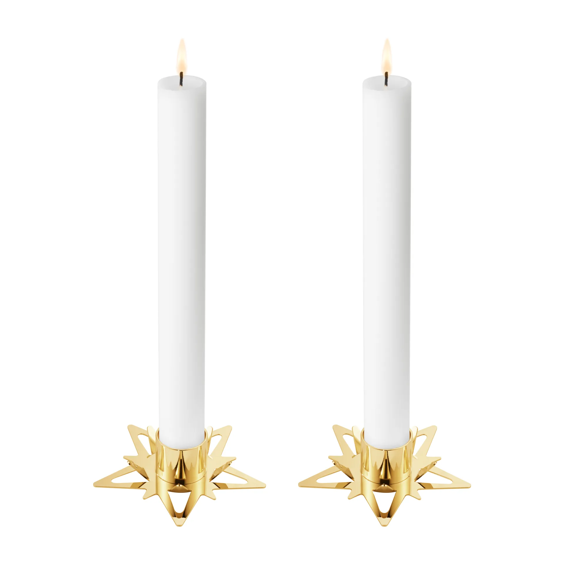 Classic christmas star candle sticks Ø9 cm 2-pack, Gold Georg Jensen