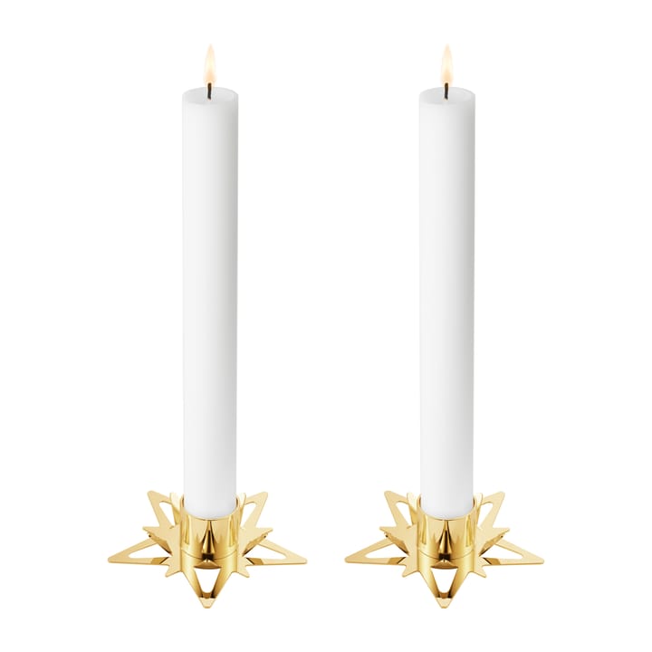 Classic christmas star candle sticks Ø9 cm 2-pack, Gold Georg Jensen