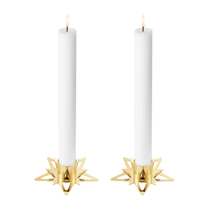 Classic christmas star candle sticks Ø9 cm 2-pack - Gold - Georg Jensen