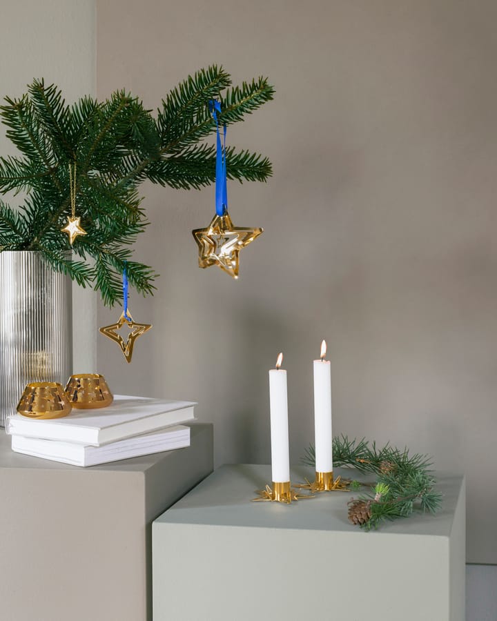 Classic christmas star candle sticks Ø9 cm 2-pack, Gold Georg Jensen