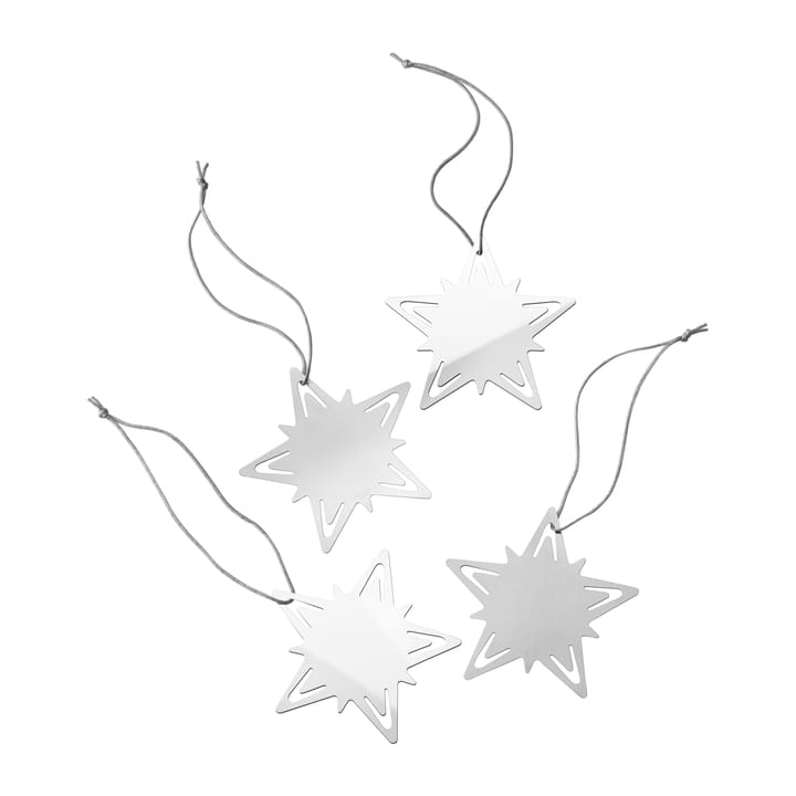 Classic christmas star present decoration 4-pack - Silver - Georg Jensen