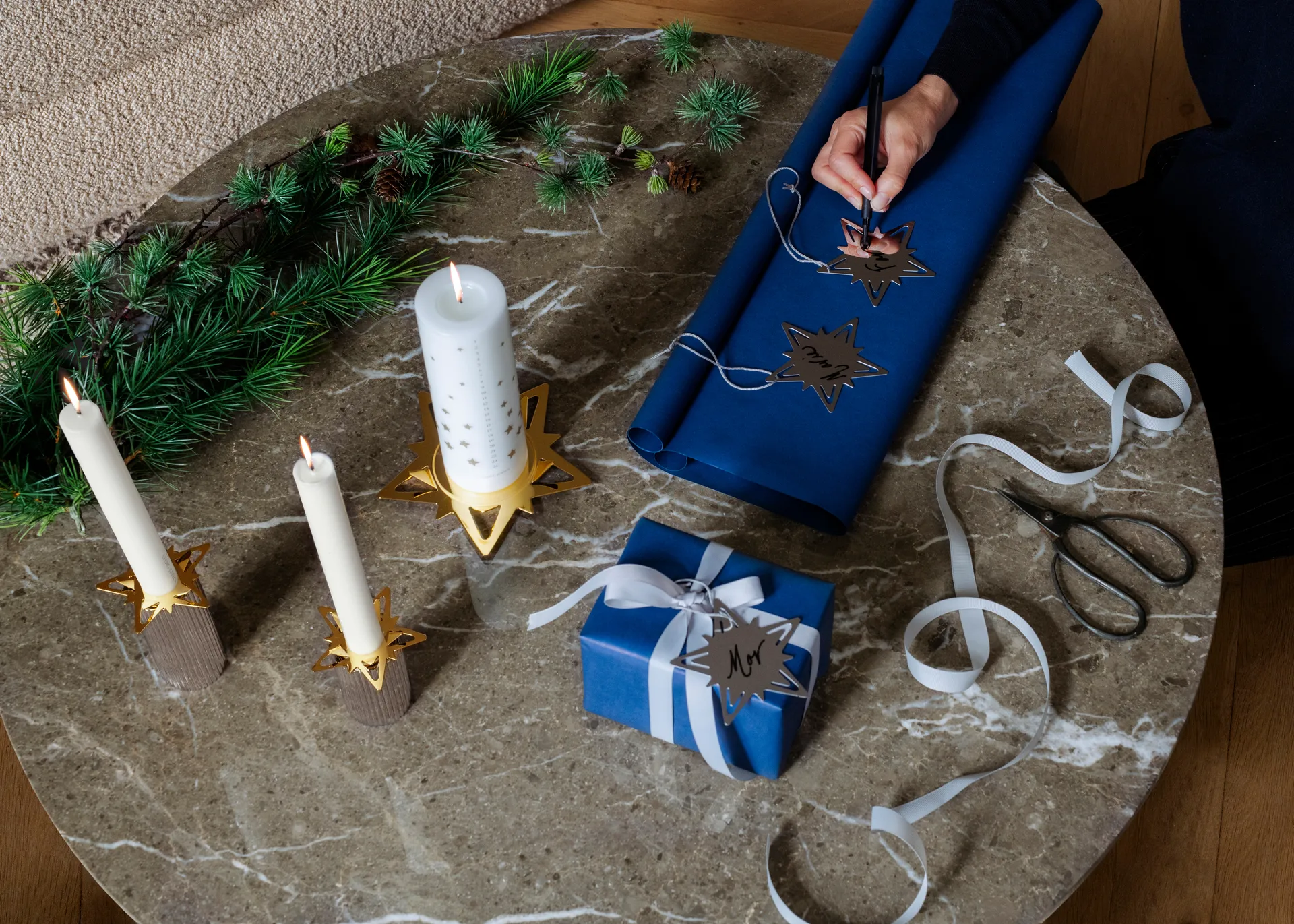 Classic christmas star present decoration 4-pack, Silver Georg Jensen