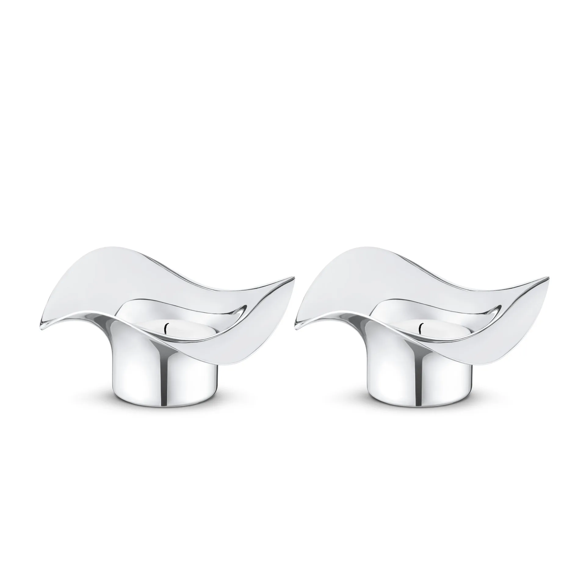 Cobra candle holder 2-pack, stainless steel Georg Jensen