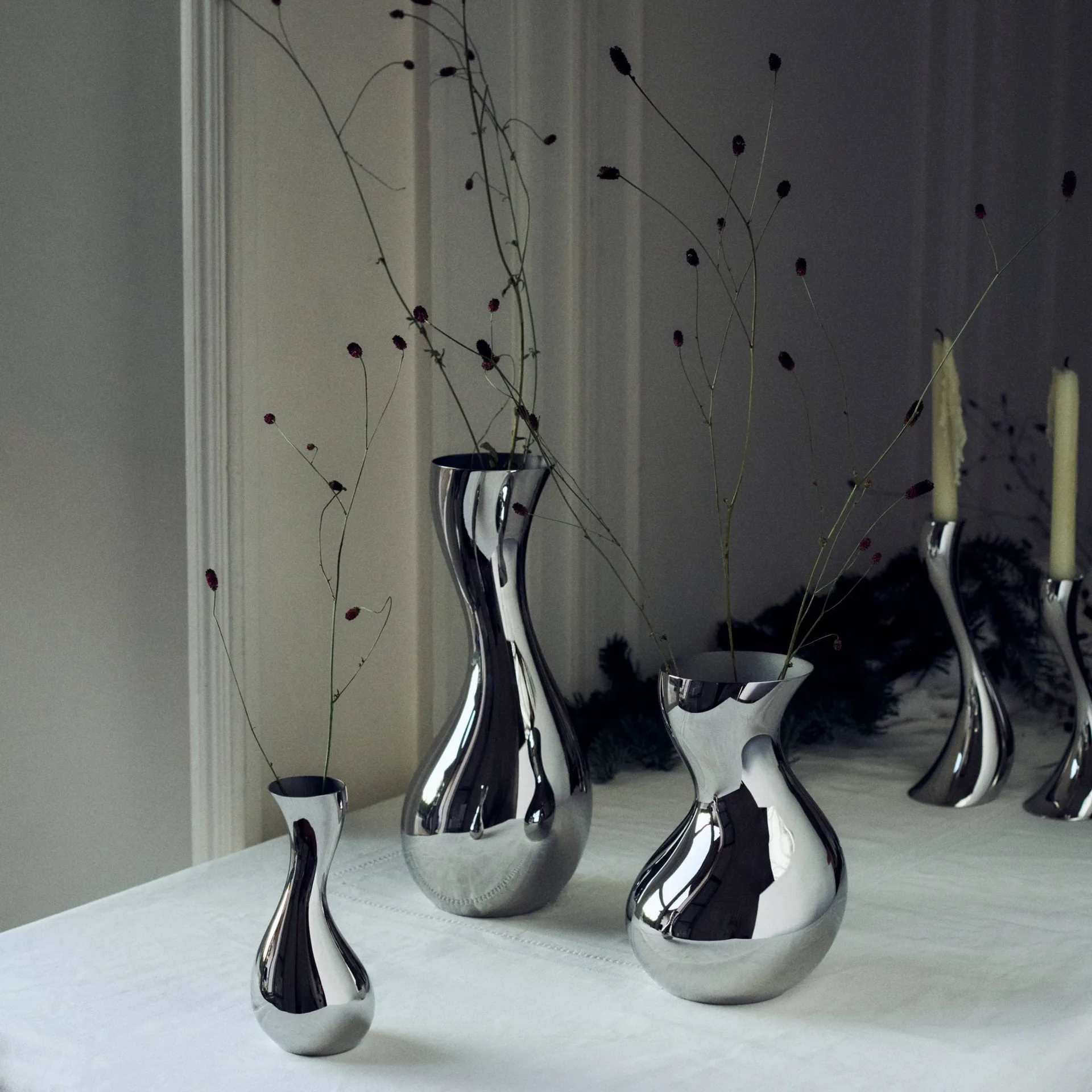 Cobra vase, Stainless steel, large Georg Jensen