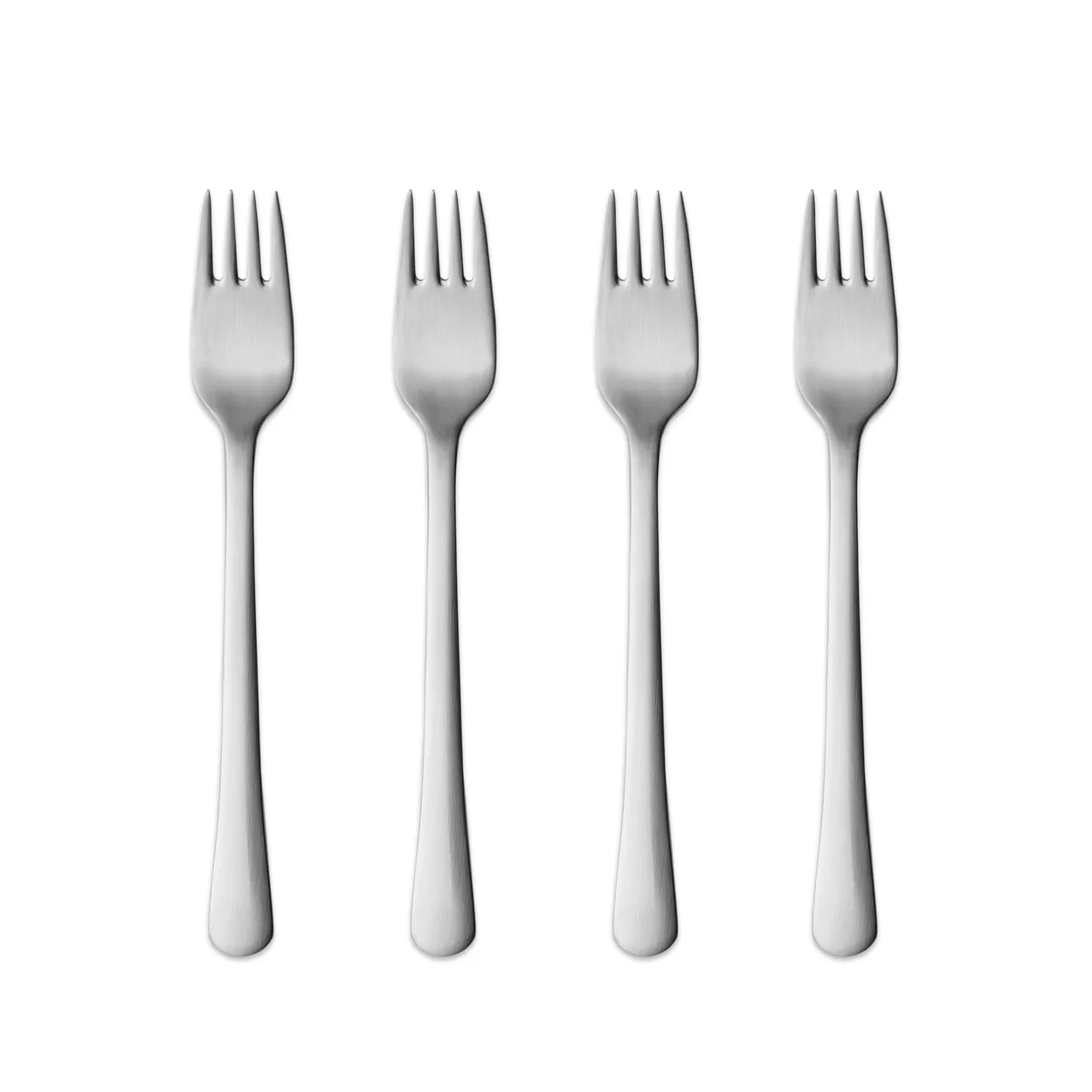 Georg Jensen Copenhagen matte cake fork 4-pack | Scandinavian Design | Dessert cutlery | Silver-coloured