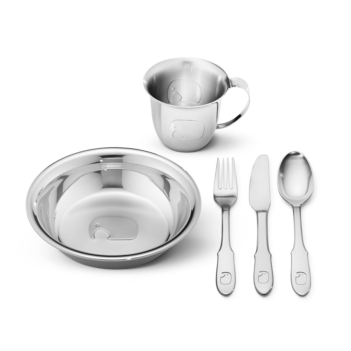 Georg Jensen Elephant children's service 5 pieces | Scandinavian Design | Children's tableware | Silver-coloured