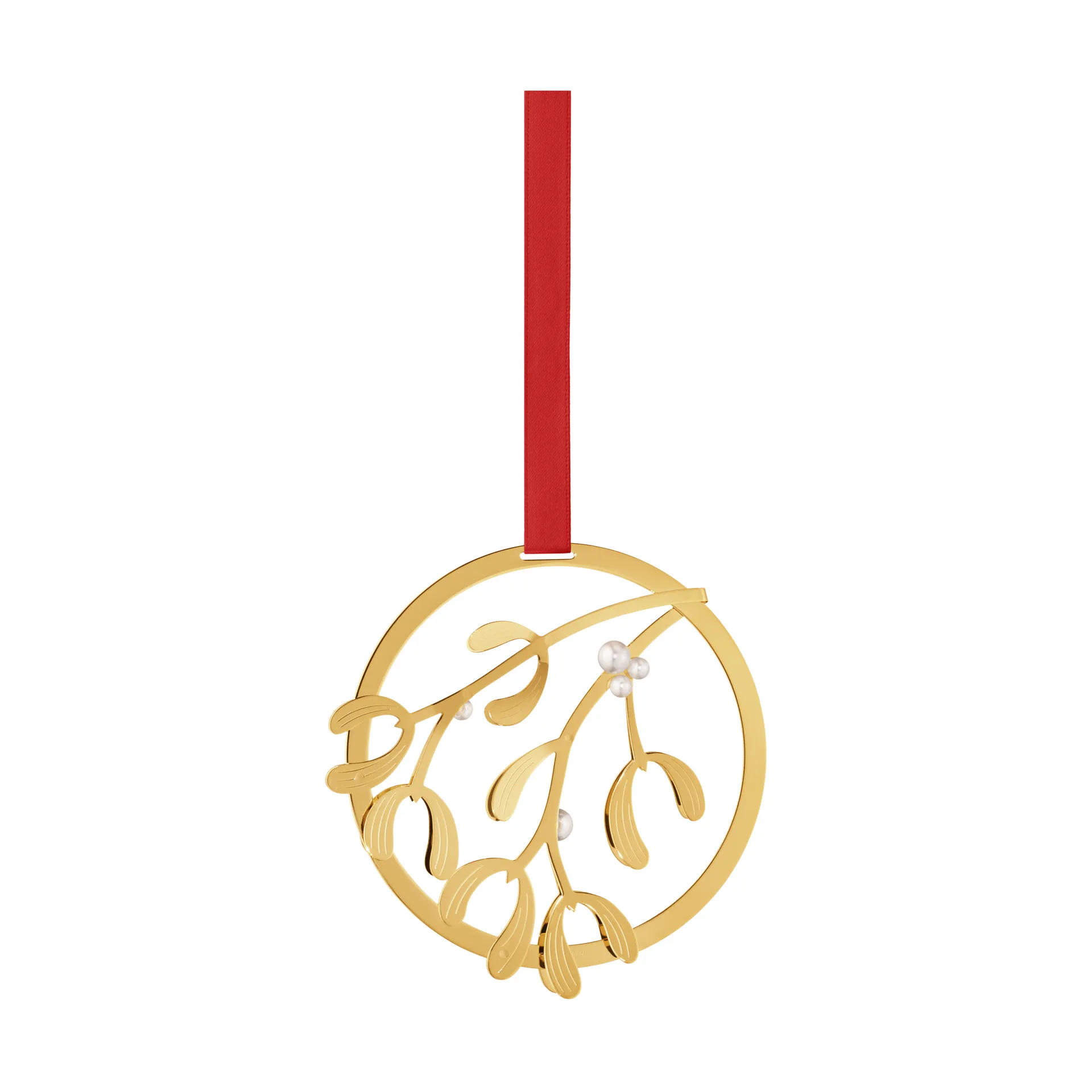 Georg Jensen Christmas pendant mistletoe, Gold plated brass Georg Jensen