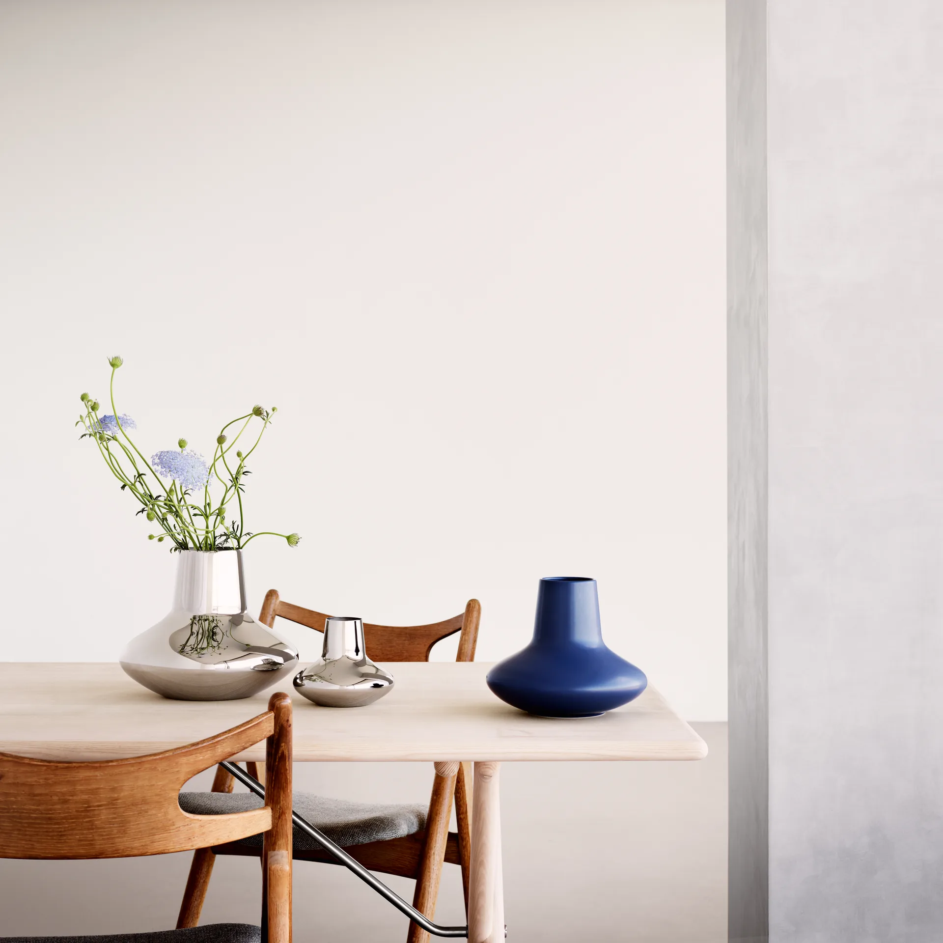 Henning Koppel vase stainless steel, large, 22.2 cm Georg Jensen