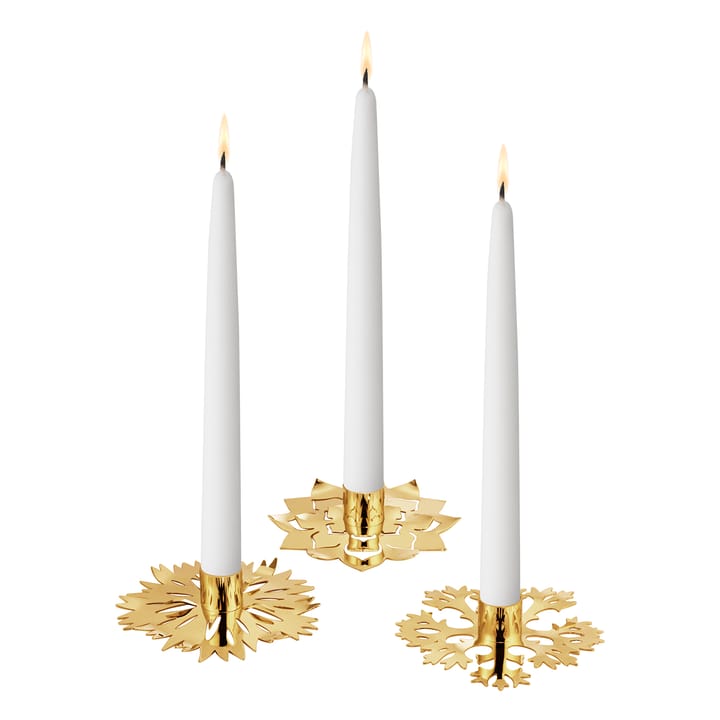 Ice Flower candle sticks 3 pieces - Gold-plated - Georg Jensen