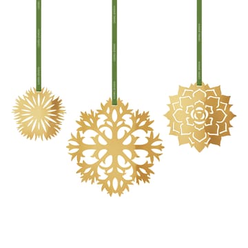 Ice Flower Christmas decoration 3 pieces - Gold-plated - Georg Jensen