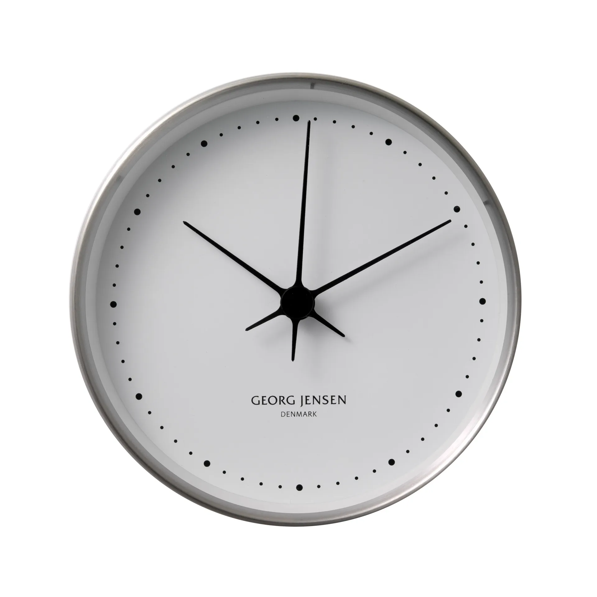 Koppel wall clock white-stainless steel, Ø 10 cm Georg Jensen