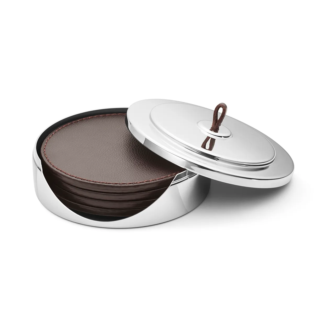 Georg Jensen Manhattan coaster 4-pack brownt leather