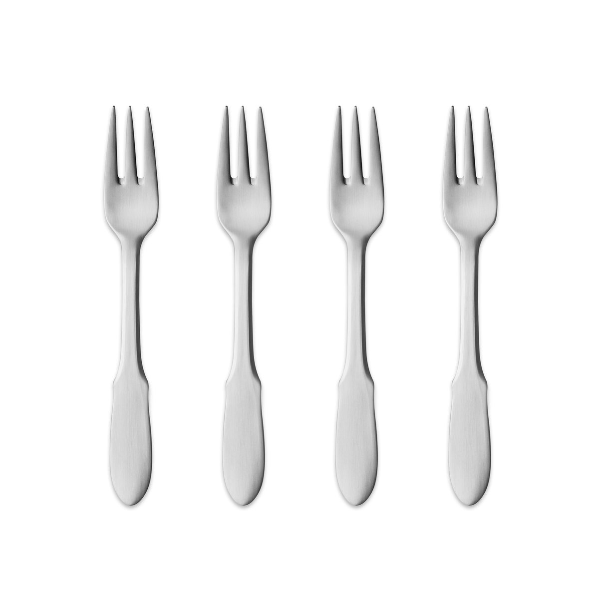 Georg Jensen Mitra matt cake fork 4 pack | Scandinavian Design | Dessert cutlery | Silver-coloured