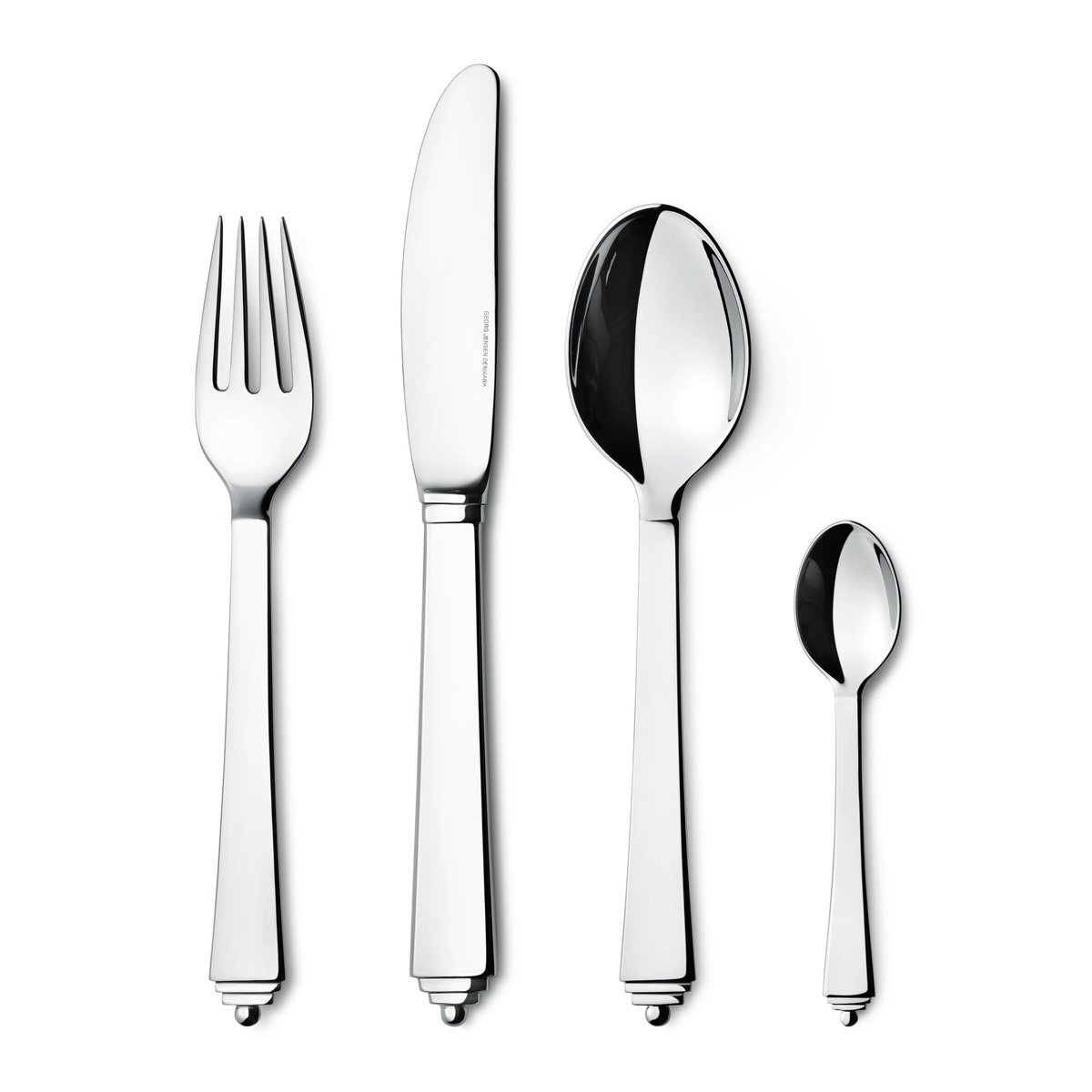 Georg Jensen Pyramid cutlery set 4 pcs | Scandinavian Design | Cutlery sets | Silver-coloured