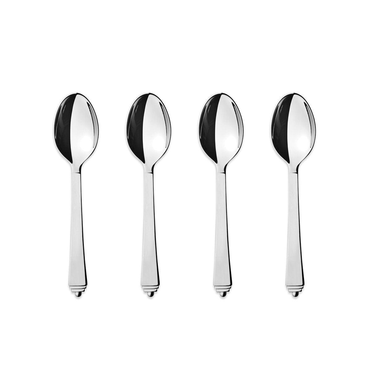 Georg Jensen Pyramid tea and coffee spoon 4 pack | Scandinavian Design | Tea & coffee spoons | Silver-coloured