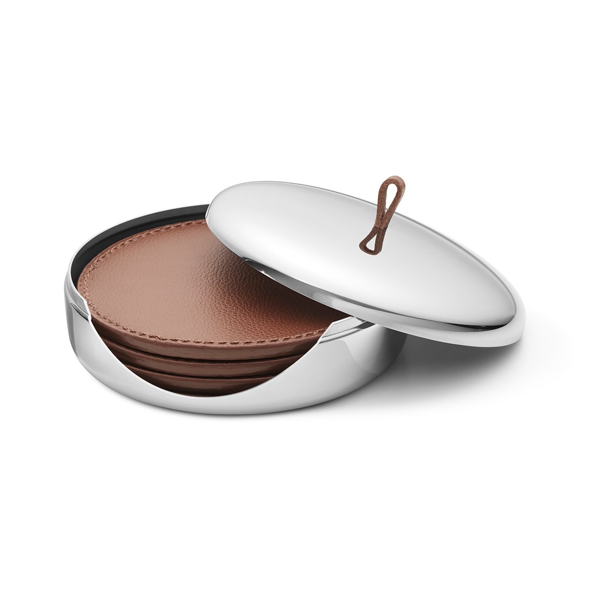 Georg Jensen Sky coaster 4-pack brownt leather | Scandinavian Design | Coasters | Brown