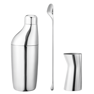 Georg Jensen Sky set shaker, Bar spoon, Measuring glass Stainless steel