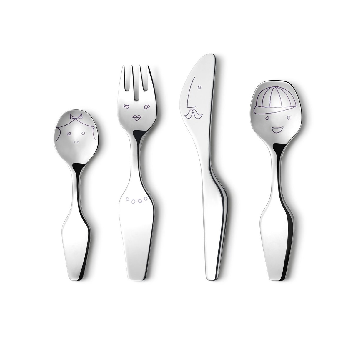 Georg Jensen The Twist Family cutlery set 4 pieces | Scandinavian Design | Cutlery sets | Silver-coloured