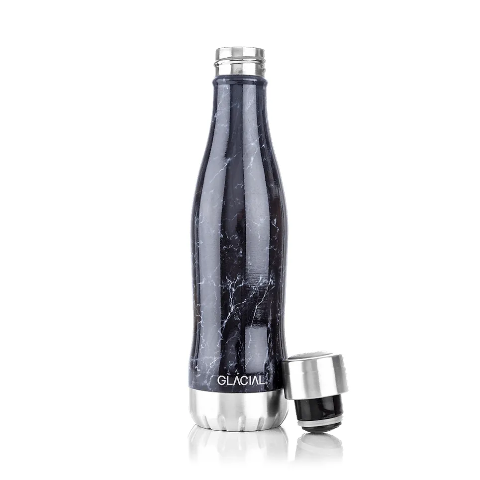 Glacial water bottle 400 ml Black marble | Scandinavian Design | Thermoses | Black