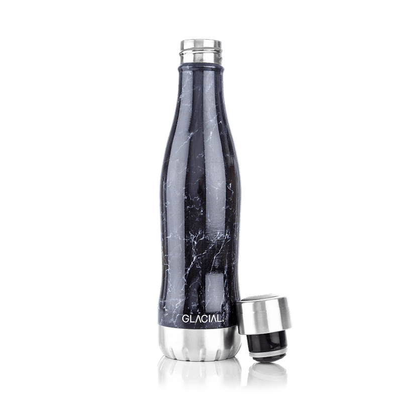 Glacial Glacial water bottle 400 ml Black marble