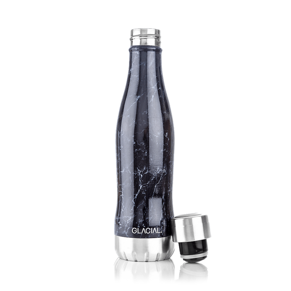 Glacial Glacial water bottle 400 ml Black marble