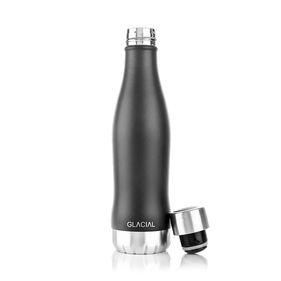 Glacial water bottle 400 ml, Matte black Glacial