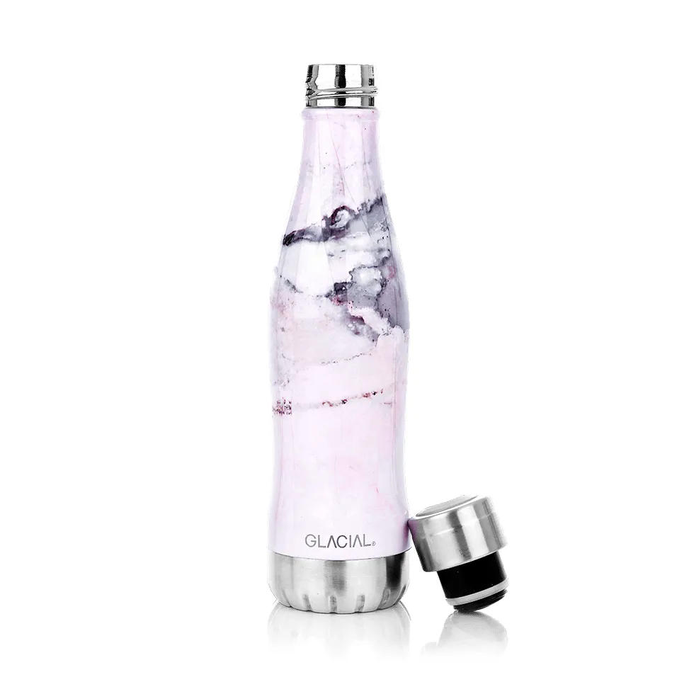 Glacial Glacial water bottle 400 ml Pink marble | Scandinavian Design | Thermoses | Pink