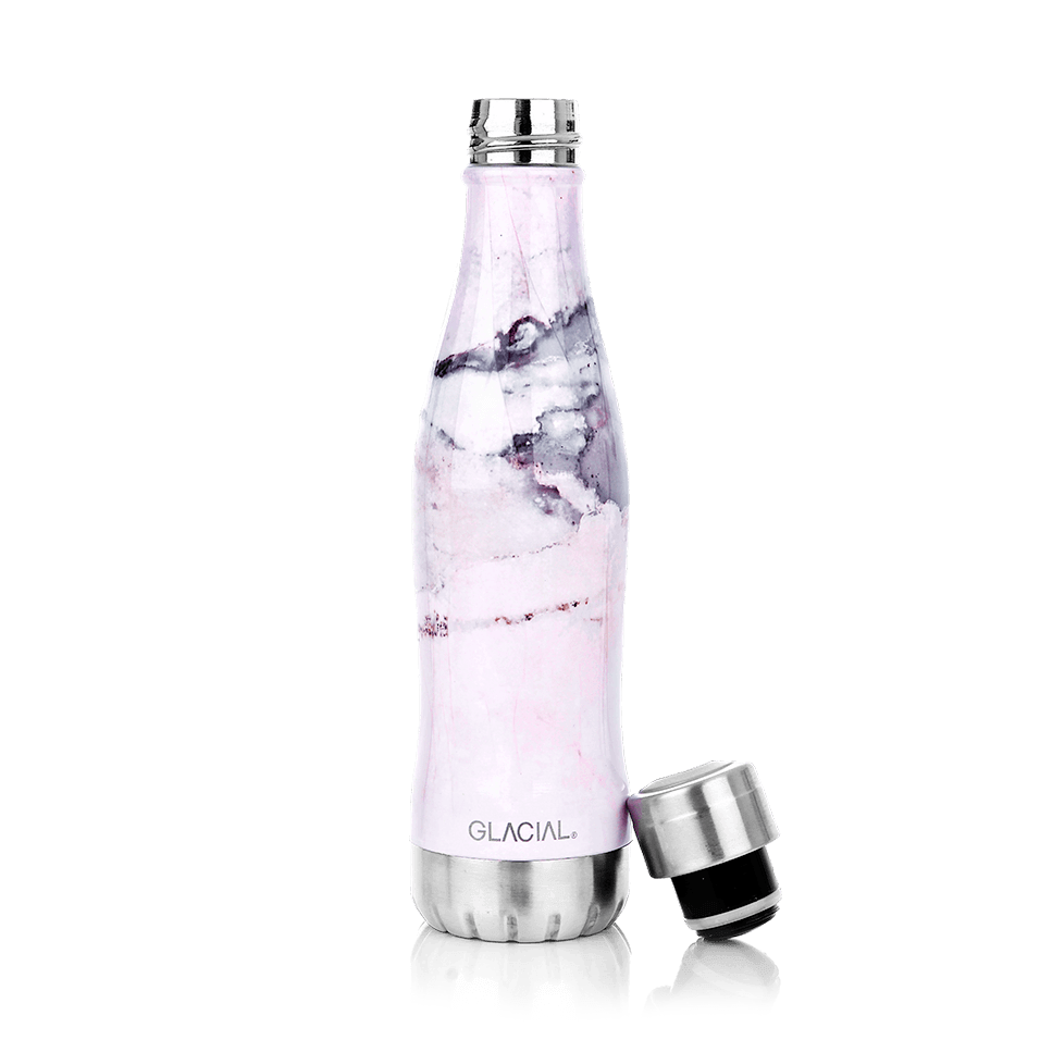 Glacial water bottle 400 ml Pink marble | Scandinavian Design | Thermoses | Pink