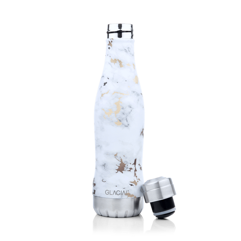 Glacial Glacial water bottle 400 ml White golden marble