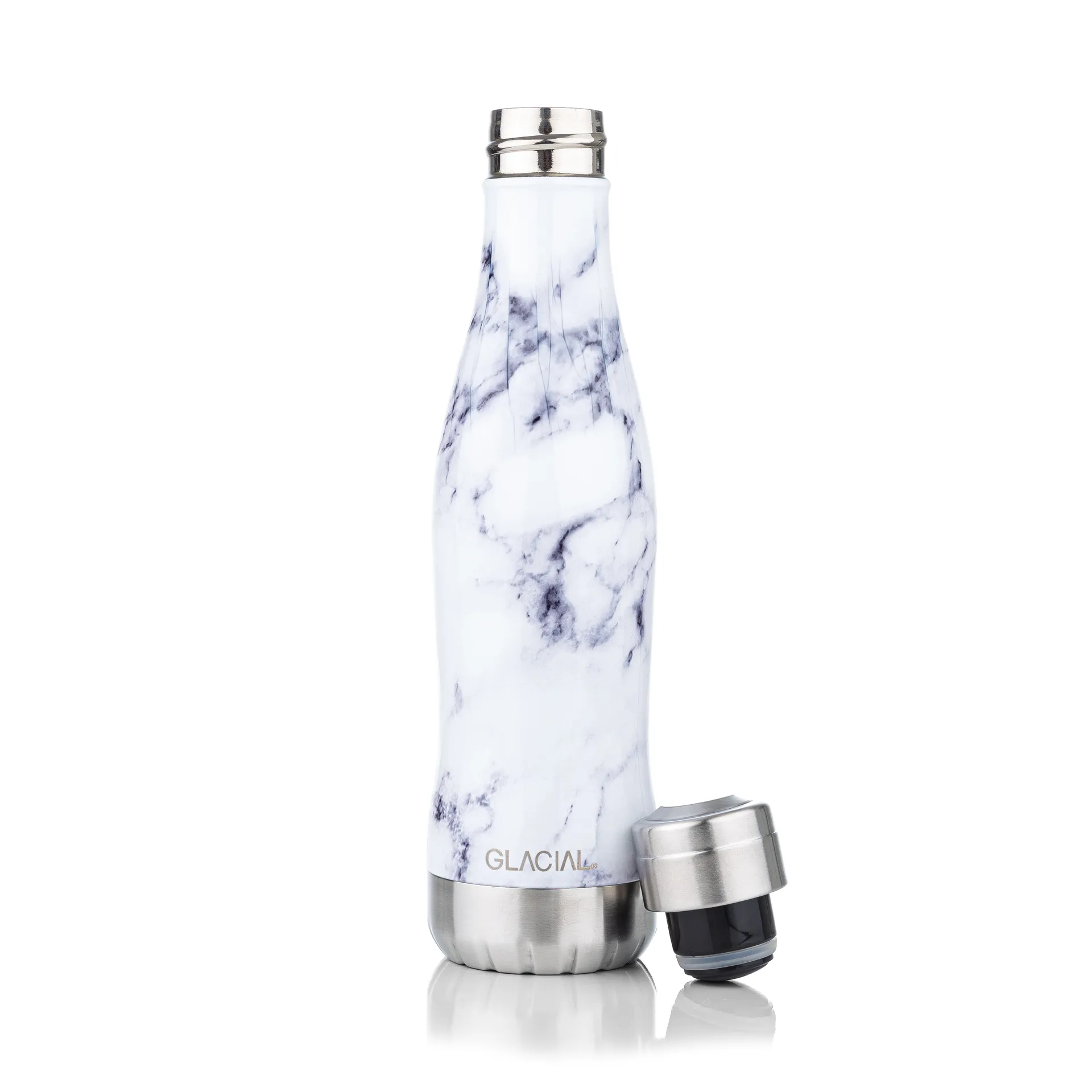 Glacial water bottle 400 ml, White marble Glacial