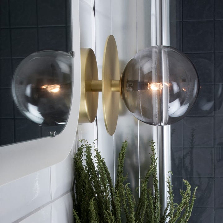 Art Deco IP44 wall lamp - Smoke/brushed brass - Globen Lighting