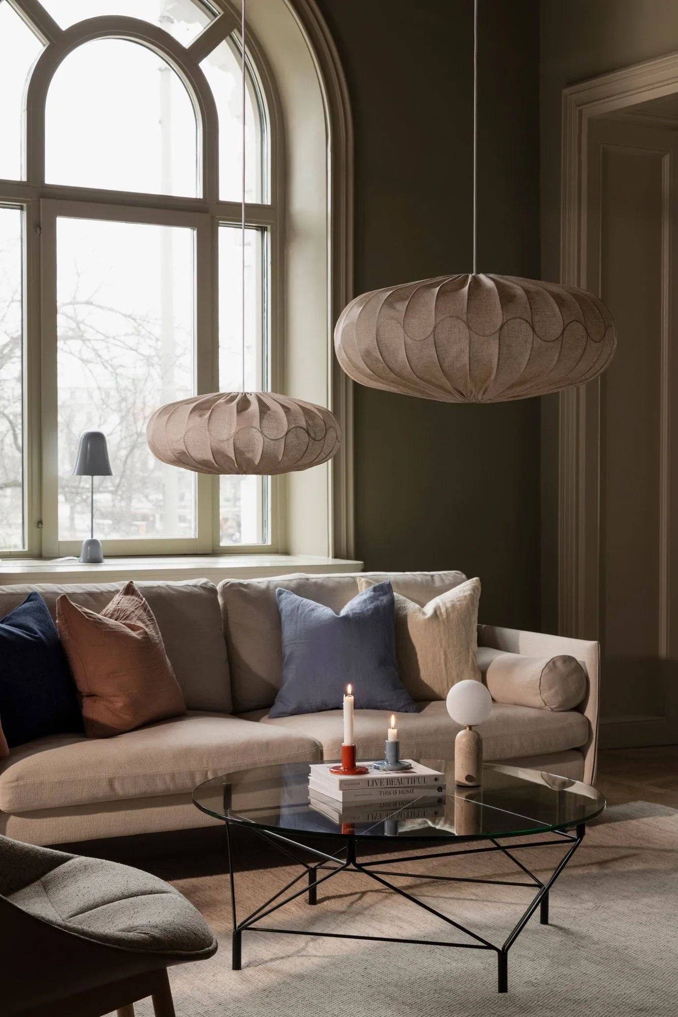 Bladverk lampshade Ø50 cm, Beige Globen Lighting
