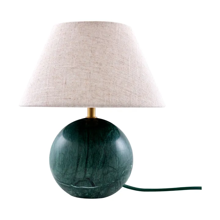 Castello 24 table lamp - Dark green marble, white shade - Globen Lighting