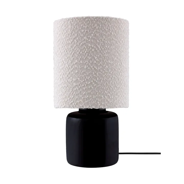 Florian table lamp - White bouclé/black, Ø20x39 cm - Globen Lighting