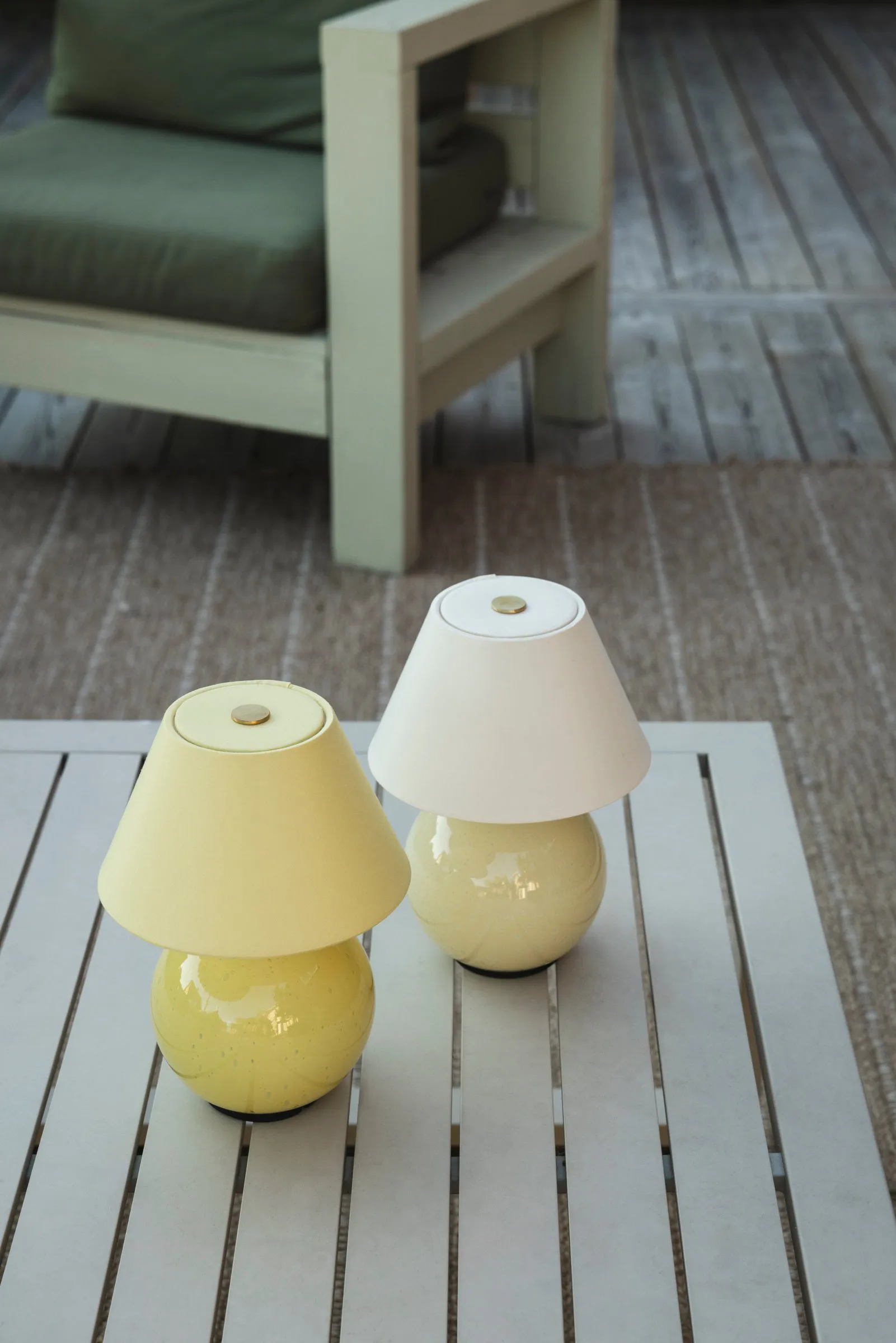 Iris 16 portable table lamp, Butter yellow Globen Lighting