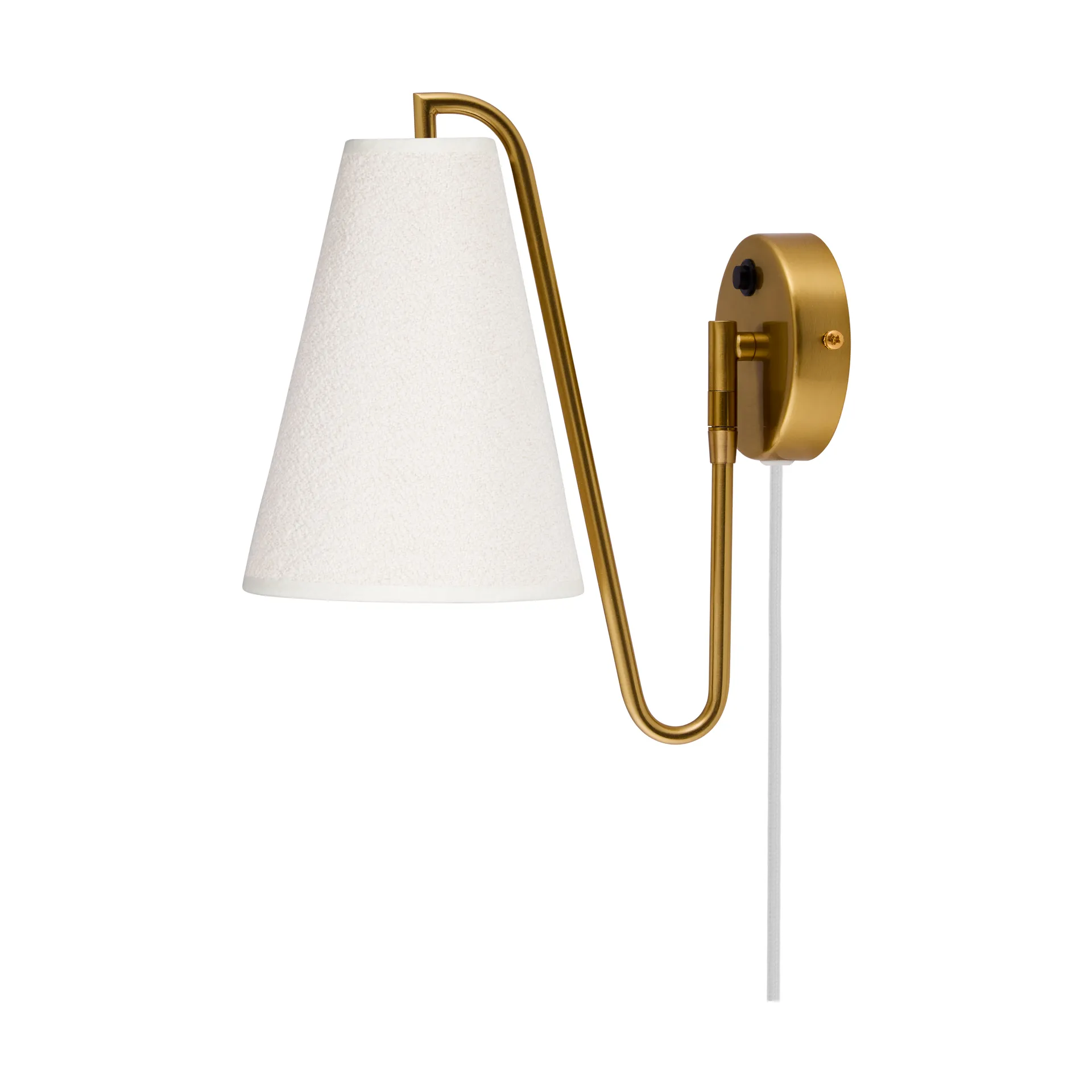 Lou wall lamp, Bouclé white-brushed brass Globen Lighting