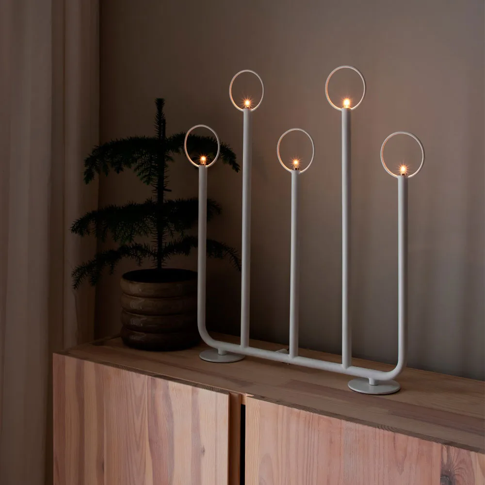Natale 5 Advent candle holder, White Globen Lighting