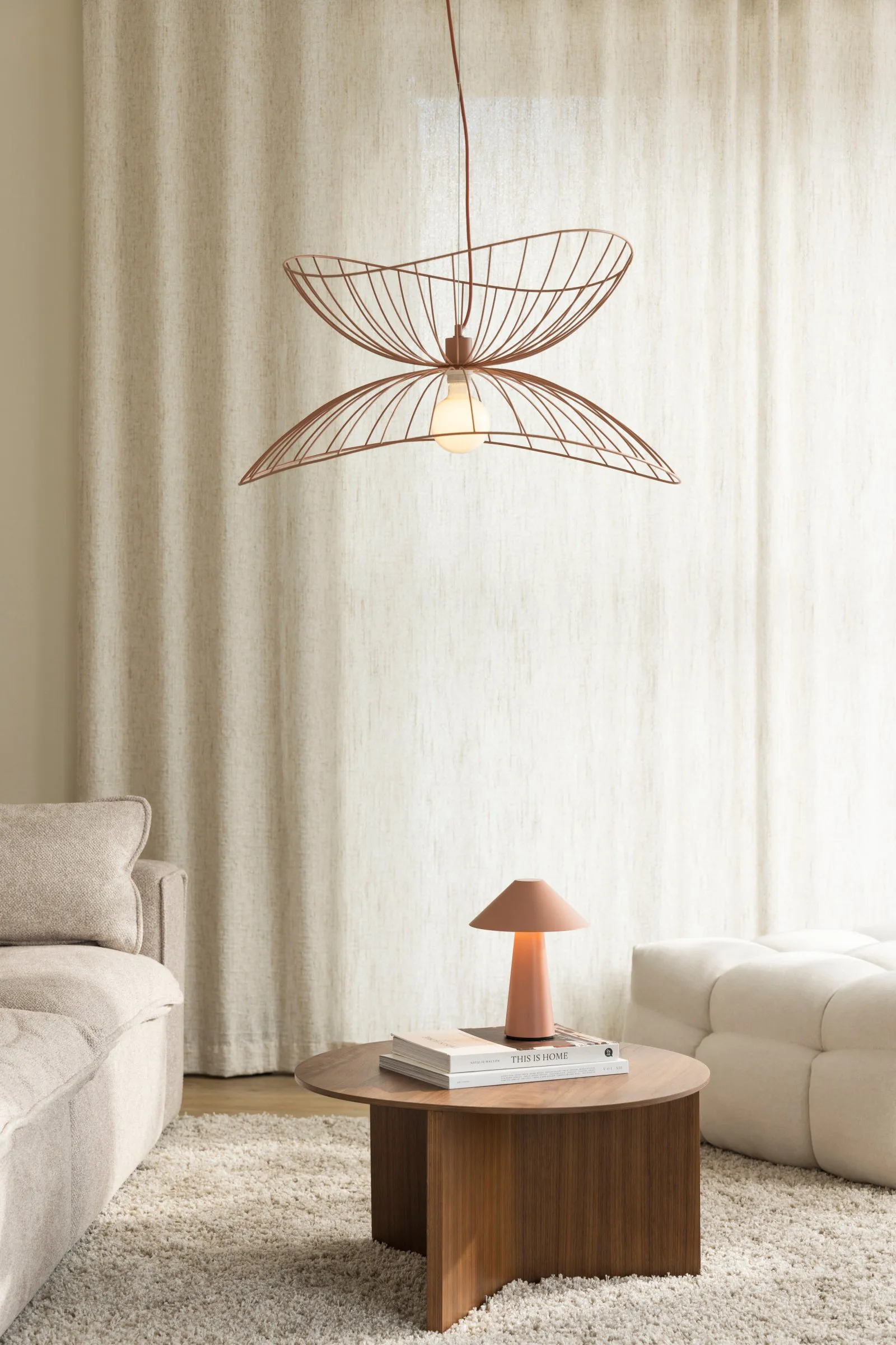 Ray ceiling lamp Ø70 cm, Dusty pink Globen Lighting
