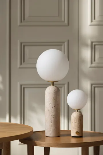 Torrano portable table lamp - Beige travertine, 27,5 cm - Globen Lighting