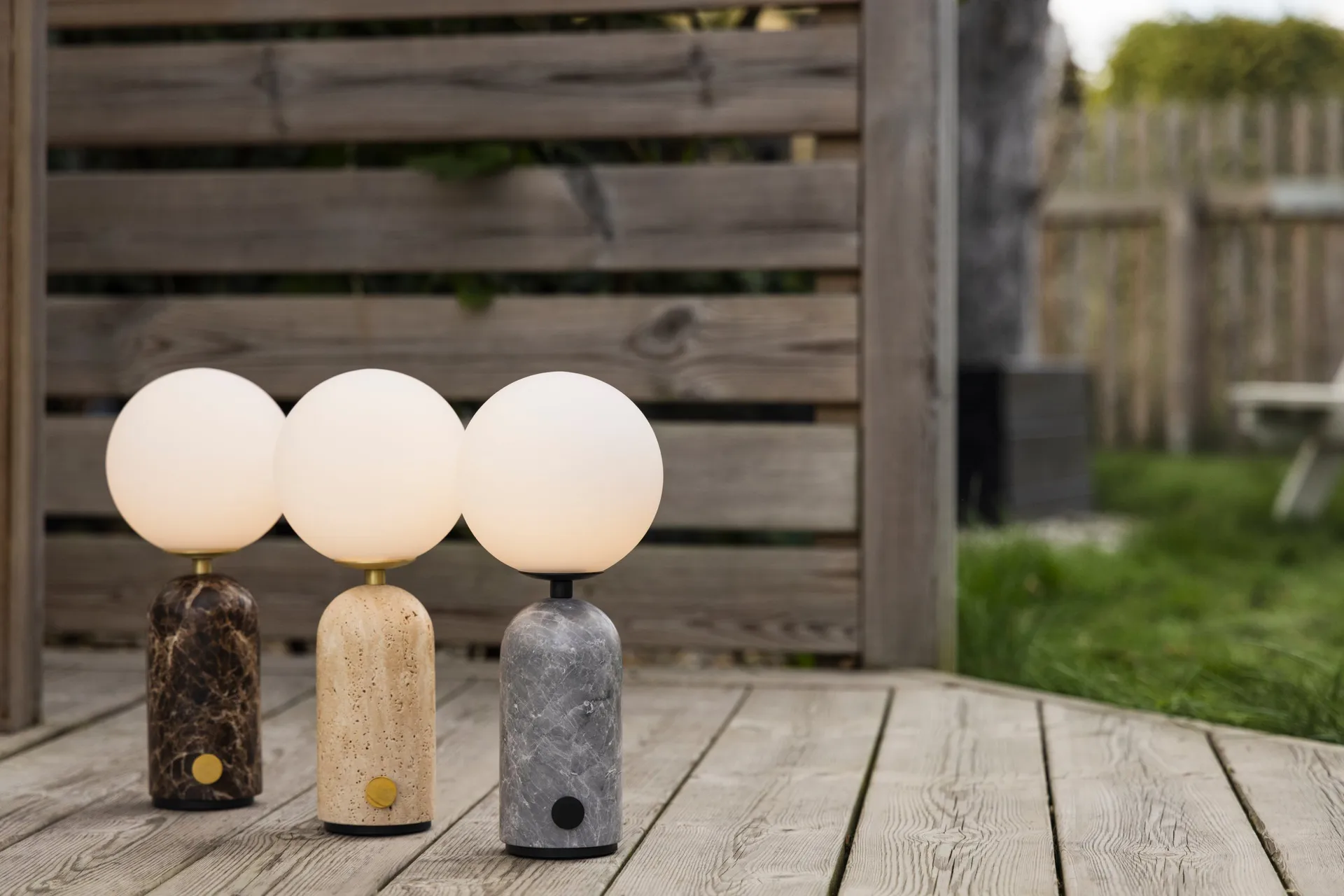 Torrano portable table lamp, Beige travertine, 27,5 cm Globen Lighting