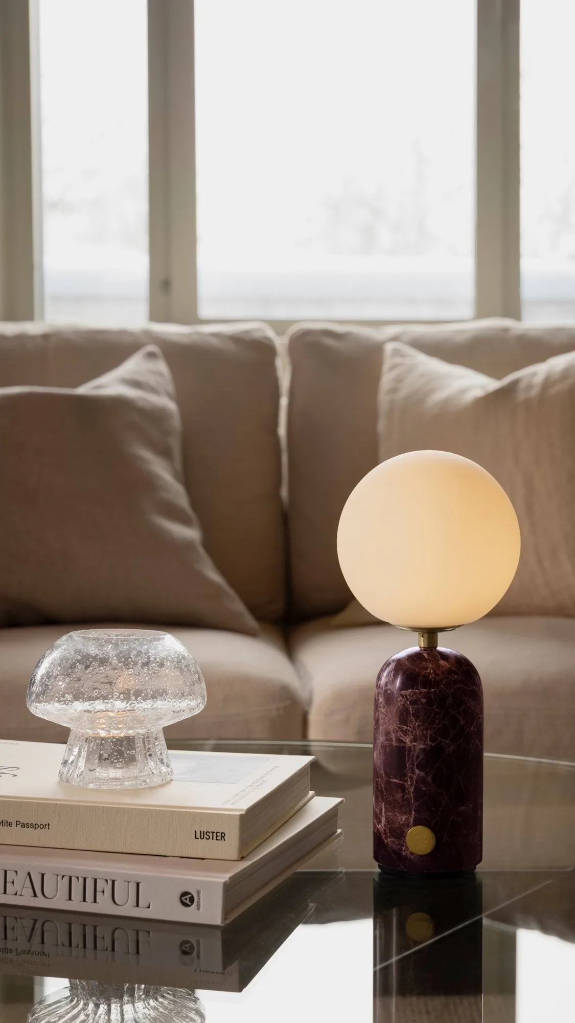 Torrano portable table lamp, Rosso Levanto Globen Lighting