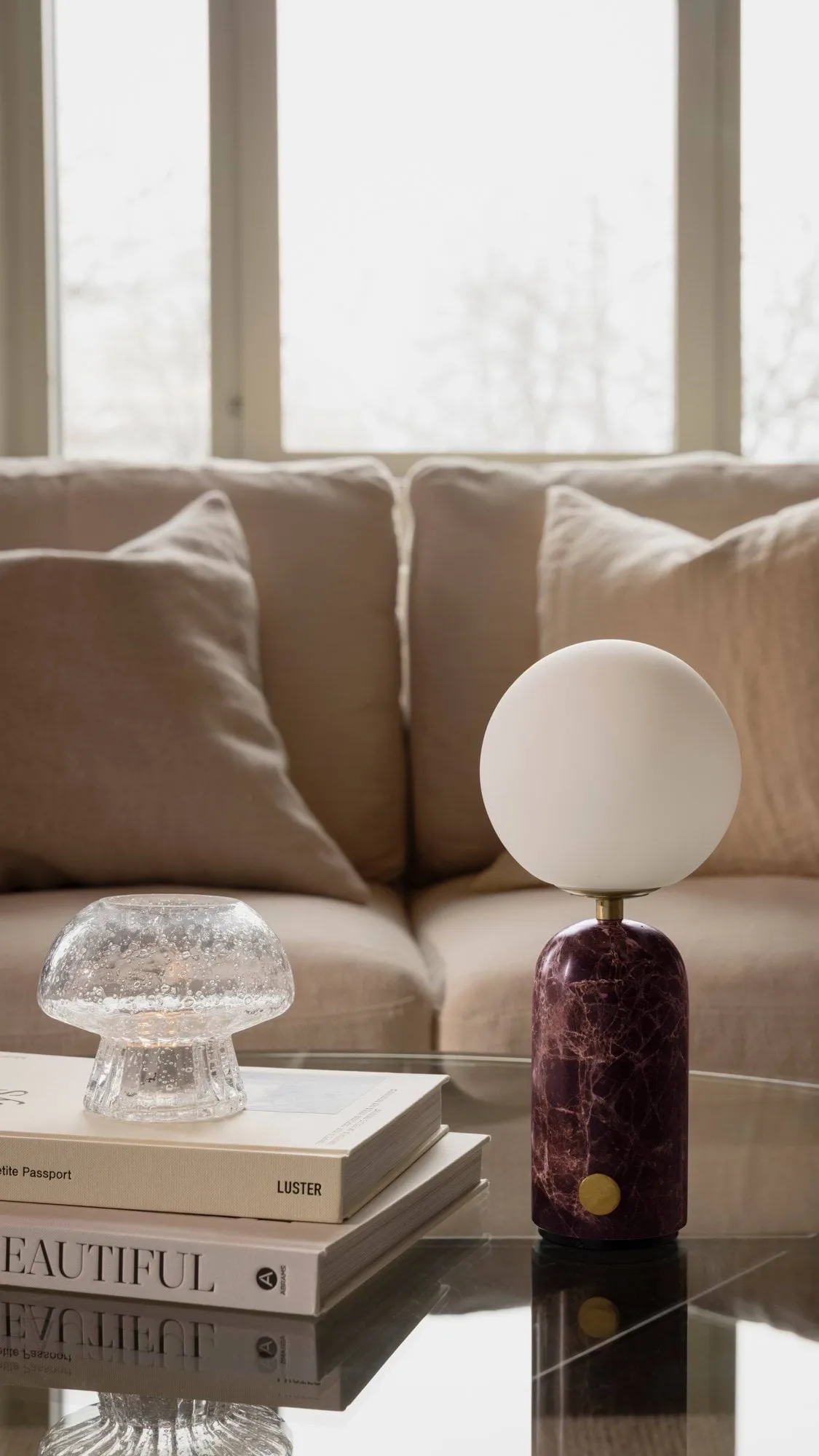Torrano portable table lamp, Rosso Levanto Globen Lighting